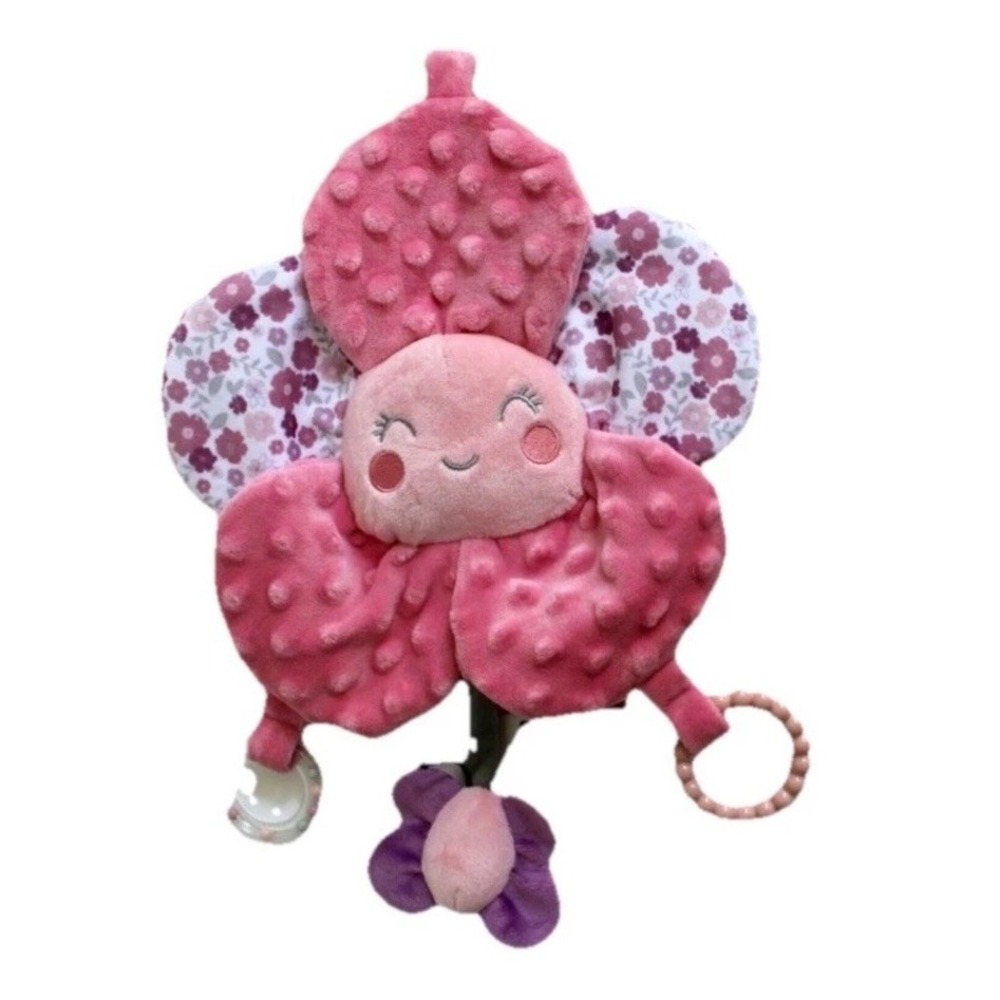 DreamGro Flower Baby Girl Lovey Plush Baby On The Go Clip Rattle Crinkle Toy NWT
